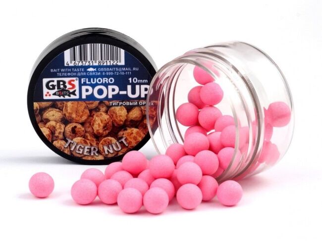 Бойлы плавающие GBS Baits Fluoro Pop Up Tiger Nut 10мм