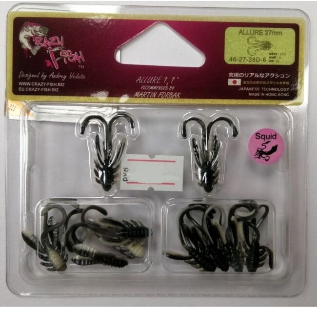 Силиконовая приманка CRAZY FISH Allure #28d Squid 1.1"/0.3гр 16шт/уп 46-27-28d-6 Силиконовая приманка CRAZY FISH Allure #28d Squid 1.1"/0.3гр 16шт/уп 46-27-28d-6