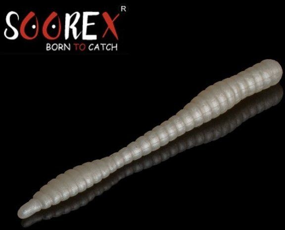 Силиконовая приманка SOOREX PRO Worm 80мм 1.3гр Сыр #401 Жемчуг/Pearl 6шт/уп