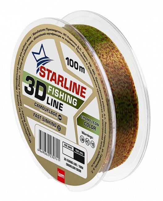 Леска монофил IAM STARLINE 3D Line Pixel 100м 0.28мм 6.2кг Chameleon Леска монофил IAM STARLINE 3D Line Pixel 100м 0.28мм 6.2кг Chameleon