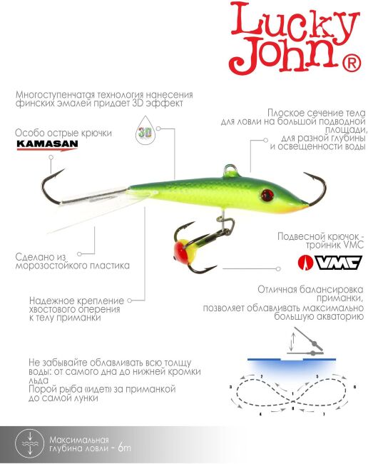Балансир Lucky John FIN 4 с тр. 60мм/29 блистер