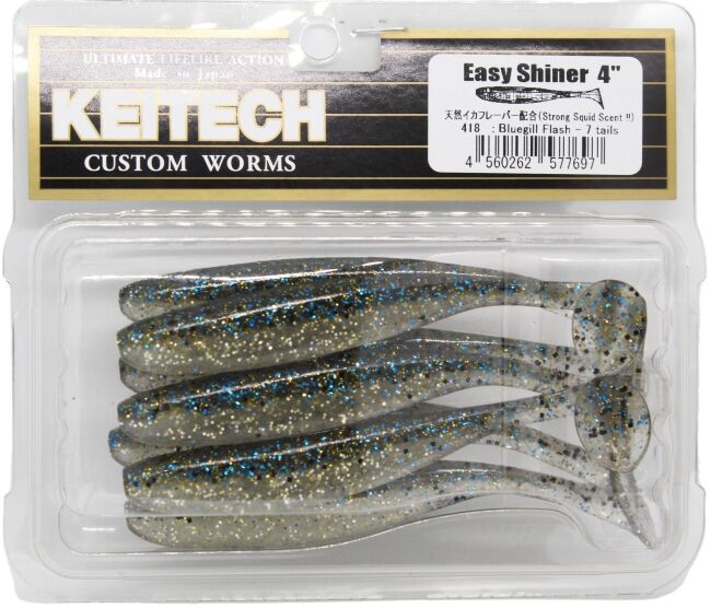 Виброхвост KEITECH Easy Shiner 4" #418 Bluegill Flash 10см 5.3гр 7шт/уп