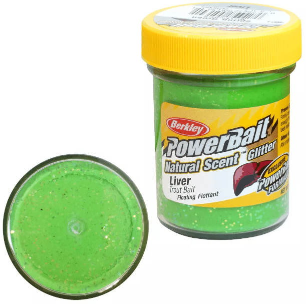 Паста форелевая Berkley Powerbait Natural Scent Glitter Trout Bait (50г) Liver Spring Green 1239486