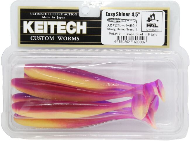 Виброхвост KEITECH Easy Shiner 4.5" PAL#12 Grape Shad 11см 7.5гр 6шт/уп