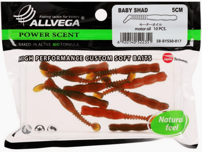 Виброхвост ALLVEGA Baby Shad 5см 0.97гр 10шт/уп #017 motor oil