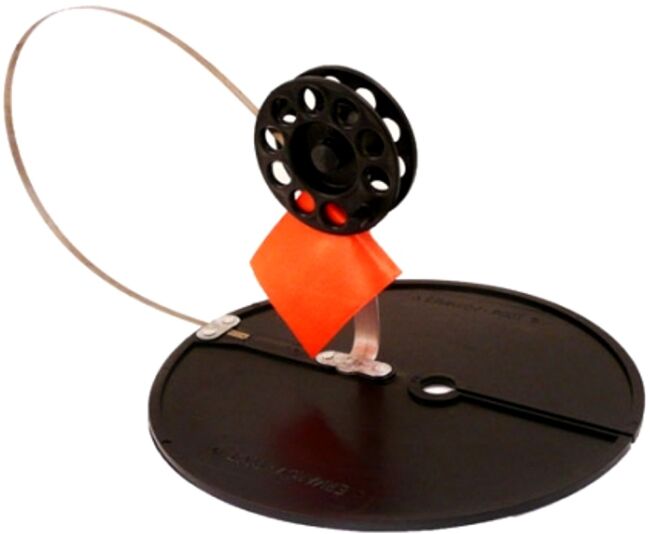 Жерлица ЕРМАКОВ-РОСТ черная основание: Ø170мм, катушка: Ø63мм, стойка алюминий Жерлица ЕРМАКОВ-РОСТ черная основание: Ø170мм, катушка: Ø63мм, стойка алюминий