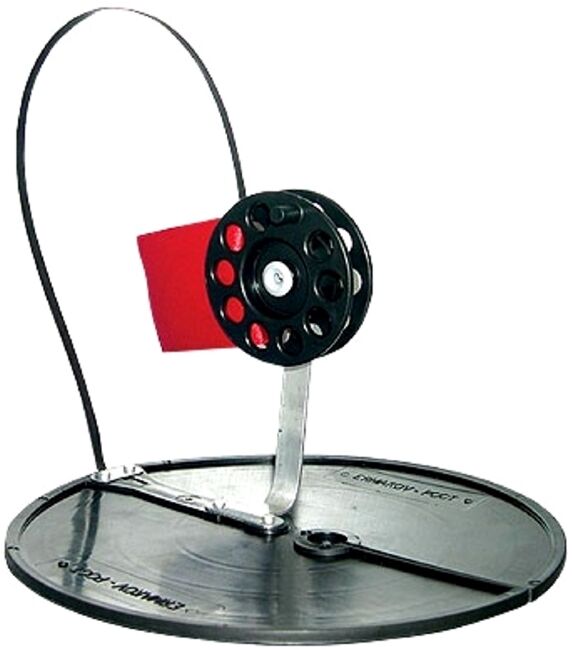 Жерлица ЕРМАКОВ-РОСТ черная основание: Ø170мм, катушка: Ø63мм, стойка алюминий Жерлица ЕРМАКОВ-РОСТ черная основание: Ø170мм, катушка: Ø63мм, стойка алюминий