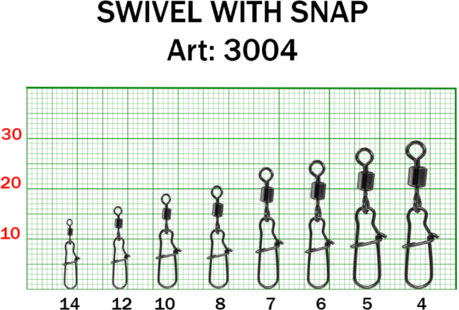 Вертлюжок с застежкой FISH SEASON Nice №14 4кг 10шт/уп 3004-14F