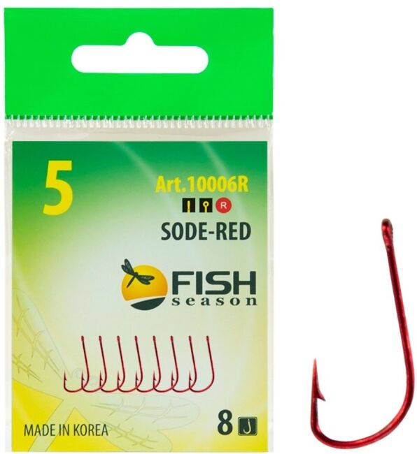 Крючок FISH SEASON 10006 SODE-RED №5 колечко красный.хром кован 5шт/уп Крючок FISH SEASON 10006 SODE-RED №5 колечко красный.хром кован 5шт/уп