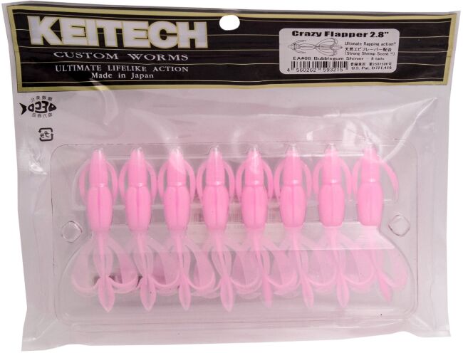 Силиконовая приманка KEITECH Crazy Flapper 2.8" EA#08 Bubblegum Shiner 7.0см 8шт/уп