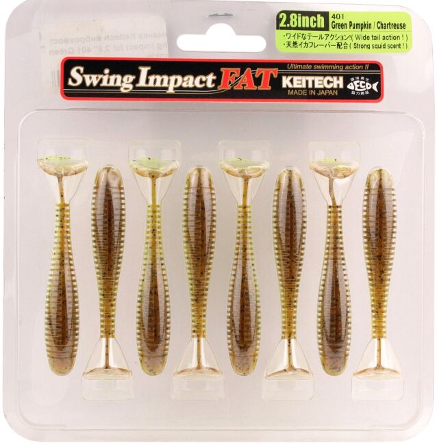 Виброхвост KEITECH Swing Impact FAT 2.8" #401 Green Pumpkin Chartreuse 7см 3.5гр 8шт/уп Виброхвост KEITECH Swing Impact FAT 2.8" #401 Green Pumpkin Chartreuse 7см 3.5гр 8шт/уп