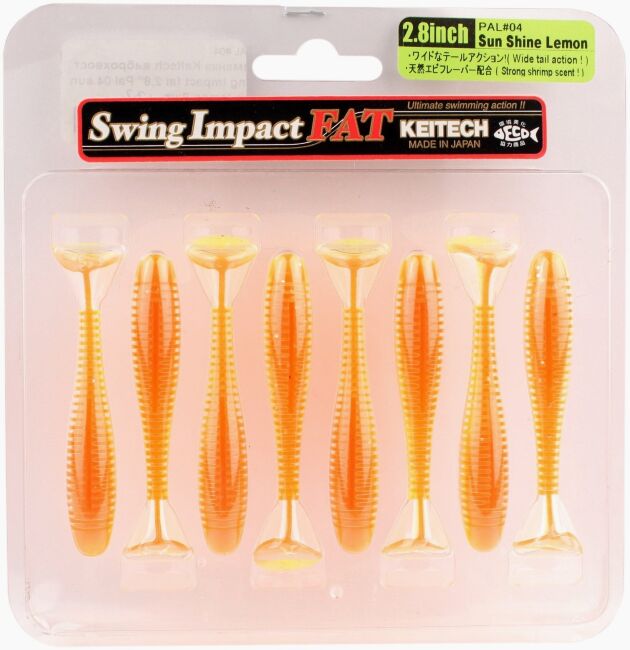 Виброхвост KEITECH Swing Impact FAT 2.8" PAL#04 Sun Shine Lemon 7см 3.5гр 8шт/уп