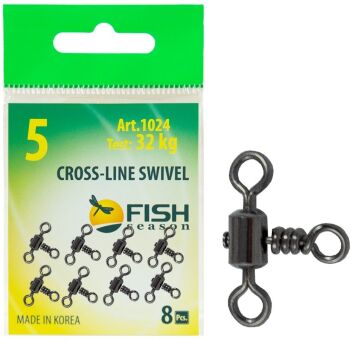 Вертлюжок цилиндрический на три направления FISH SEASON №5 32кг 8шт/уп 1024-05F Вертлюжок цилиндрический на три направления FISH SEASON №5 32кг 8шт/уп 1024-05F