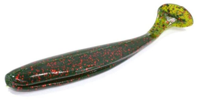 Виброхвост ALLVEGA Blade Shad 10см 5гр 5шт/уп #006 green pumpkin red flake