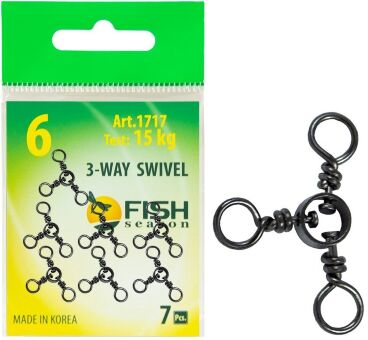 Вертлюжок на три направления с кольцом FISH SEASON 3-way swivel №6 15кг 7шт/уп 1717-06F