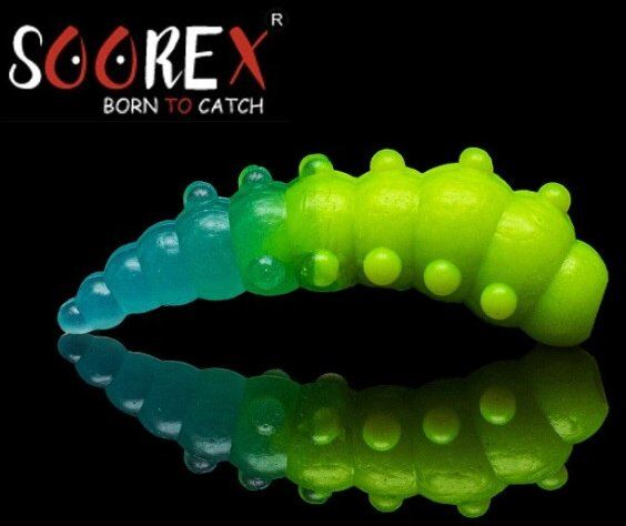 Силиконовая приманка SOOREX PRO Major 36мм 1.1гр Сыр #216 Шартрез- Голубое свечение/ Chartreuse-Blue glow