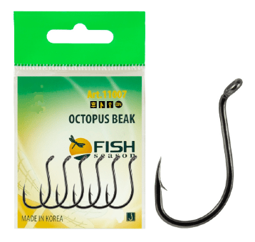 Крючок FISH SEASON Octopus Beak №1/0 колечко черный 5шт/уп 11007-001F