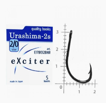 Крючок EXCITER Urashima-2S Hi-Carbon Steel #2/0 5шт/уп