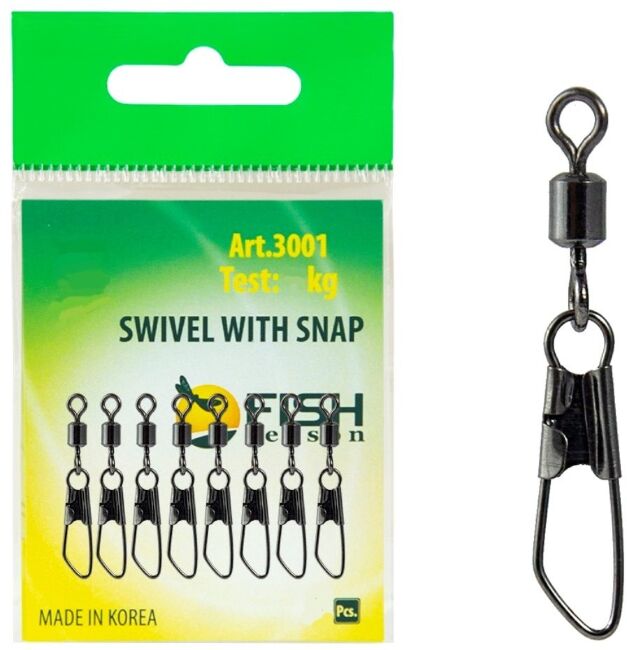 Вертлюжок с застежкой FISH SEASON Safety №3 13кг 7шт/уп 3001-03F Вертлюжок с застежкой FISH SEASON Safety №3 13кг 7шт/уп 3001-03F