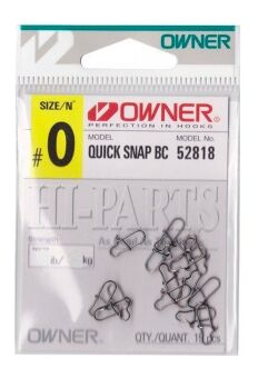 Застежка OWNER 52818-0 Quick Snap BC №0 9.6кг черный 15шт/уп Застежка OWNER 52818-0 Quick Snap BC №0 9.6кг черный 15шт/уп