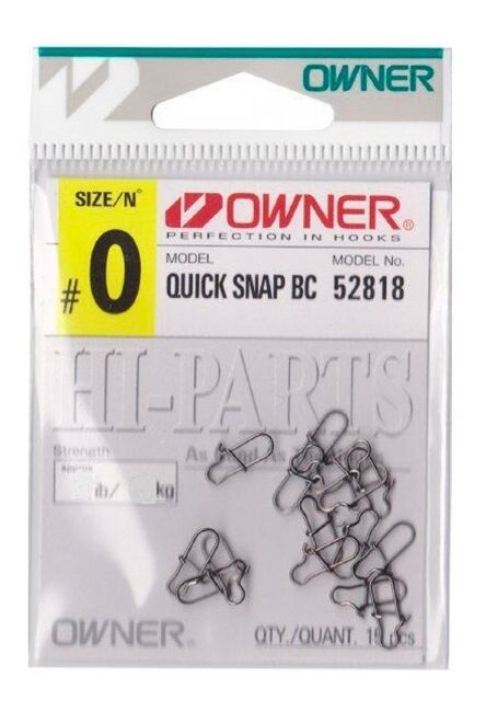 Застежка OWNER 52818-0 Quick Snap BC №0 9.6кг черный 15шт/уп Застежка OWNER 52818-0 Quick Snap BC №0 9.6кг черный 15шт/уп