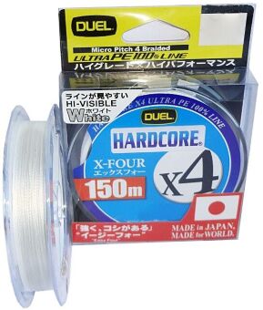 Плетёный шнур DUEL PE Hardcore X4 150м White #0.8/0.153мм 6.4кг H3274-W Плетёный шнур DUEL PE Hardcore X4 150м White #0.8/0.153мм 6.4кг H3274-W