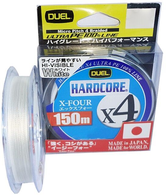 Плетёный шнур DUEL PE Hardcore X4 150м White #0.8/0.153мм 6.4кг H3274-W