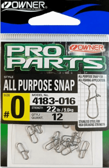 Застежка OWNER 4183-016 All Purpose Snap №0 22lb/9.6кг стальной 12шт/уп