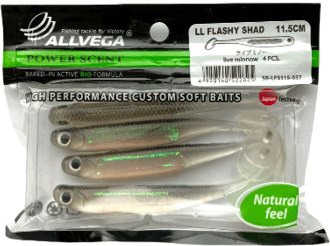 Виброхвост ALLVEGA LL Flashy Shad 11.5см 5.4гр 4шт/уп #037 live minnow Виброхвост ALLVEGA LL Flashy Shad 11.5см 5.4гр 4шт/уп #037 live minnow