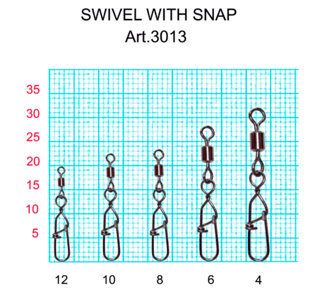 Вертлюжок с застежкой FISH SEASON Germany-B №12 7кг 8шт/уп 3013-12F