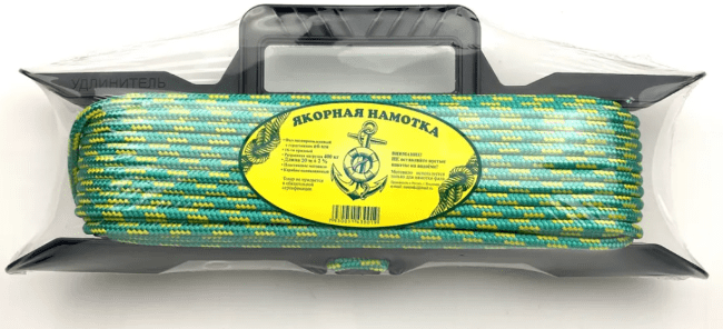 Якорная намотка на мотовиле Ø6мм 20м разрывная нагрузка 400кг с карабином