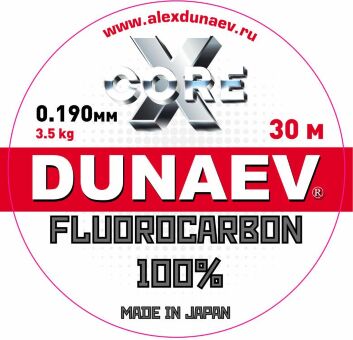 Флюорокарбон DUNAEV X-Core Fluorocarbon 100% 30м 0.190мм 3.50кг Флюорокарбон DUNAEV X-Core Fluorocarbon 100% 30м 0.190мм 3.50кг