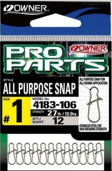Застежка OWNER 4183-106 All Purpose Snap №1 27lb/10.9кг стальной 12шт/уп