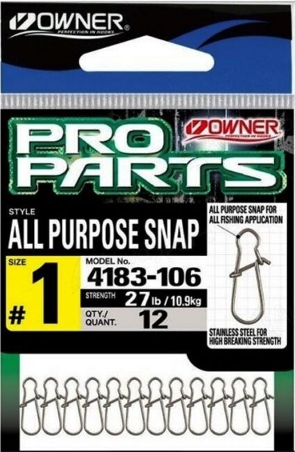 Застежка OWNER 4183-106 All Purpose Snap №1 27lb/10.9кг стальной 12шт/уп