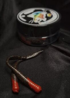 Силиконовая приманка FORTUNE FISH "бобровый хвост" #3 (чёрно-красный, блёстка) 8шт/уп