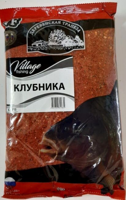 Прикормка VILLAGE FISHING Карп клубника 0,9кг
