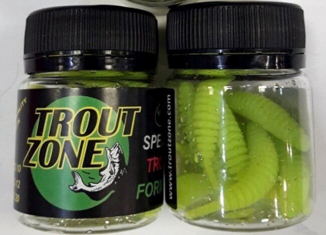 Силиконовая приманка TROUT ZONE Ribber Pupa 1.8" гриншартрез чеснок 10шт/уп
