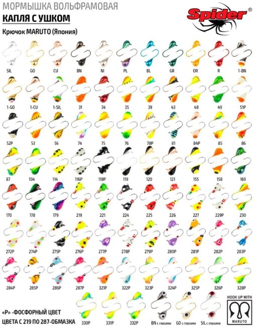 Мормышка вольфрамовая Spider КАПЛЯ с ушком 0.5гр. арт. 1130-52P