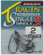 Крючок DECOY Tracin' Single 31 большое ухо №2 черный 10шт/уп (823736)