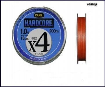 Плетёный шнур DUEL PE Hardcore X4 200м Orange #0.6/0.132мм 5.4кг H3240-O Плетёный шнур DUEL PE Hardcore X4 200м Orange #0.6/0.132мм 5.4кг H3240-O