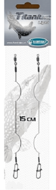 Поводок КОНТАКТ Джеркбейт Titanium Light 20Lb/9.16кг 15см 2шт/уп Поводок КОНТАКТ Джеркбейт Titanium Light 20Lb/9.16кг 15см 2шт/уп