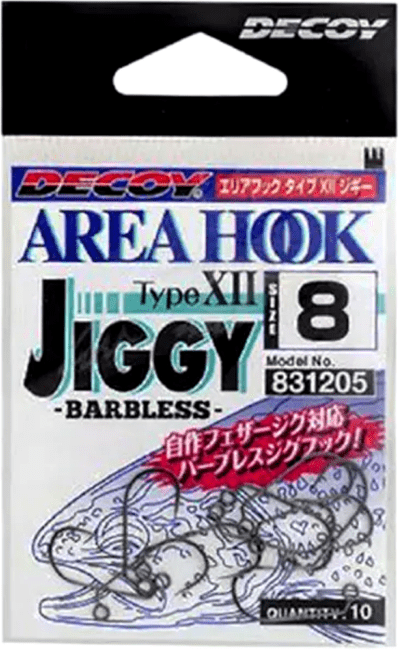 Крючок DECOY Area Hook Type XII Jiggy Barbless #8 черный никель 10шт/уп (831205)