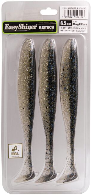 Виброхвост KEITECH Easy Shiner 6.5" #418T Bluegill Flash 16.5см 23.4гр  3шт/уп