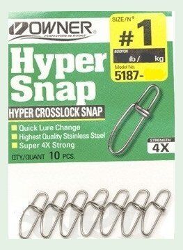 Застежка OWNER 5187-1 Hyper Crosslock Snap №01 35кг стальной 10шт/уп Застежка OWNER 5187-1 Hyper Crosslock Snap №01 35кг стальной 10шт/уп