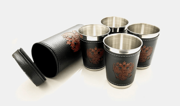 Набор стопок сред. 4 шт в коже