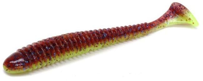 Виброхвост KEITECH Swing Impact 4" EA#15 Grape Chart Red FLK 10см 4.75гр 8шт/уп