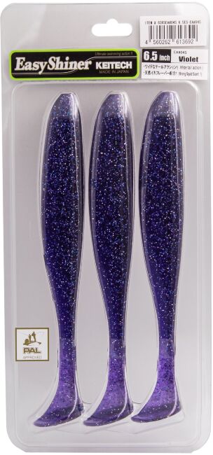 Виброхвост KEITECH Easy Shiner 6.5" EA#04S Violet 16.5см, 23.4гр 3шт/уп