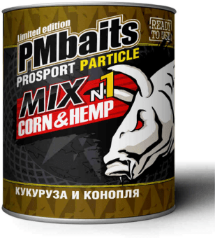 PMBaits Зерновая смесь банка 900мл. Кукуруза с коноплей 75/25%