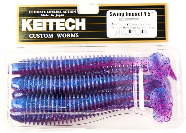 Виброхвост KEITECH Swing Impact 4.5" EA#14 Clear Morning Dawn Blue FLK 11.4см 8.9гр 6шт/уп