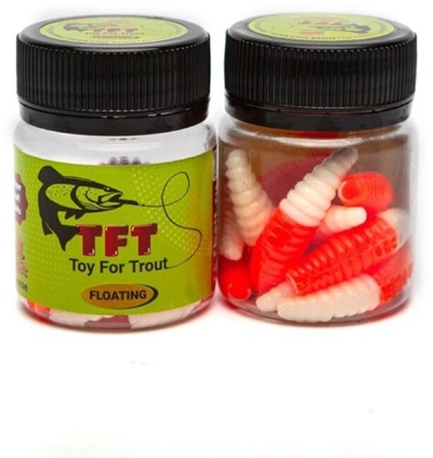 TFT Приманка силиконовая 38 мм. KUKA Цвет: K-18 Red Orange-Белый, Аромат: Сыр, 10шт.